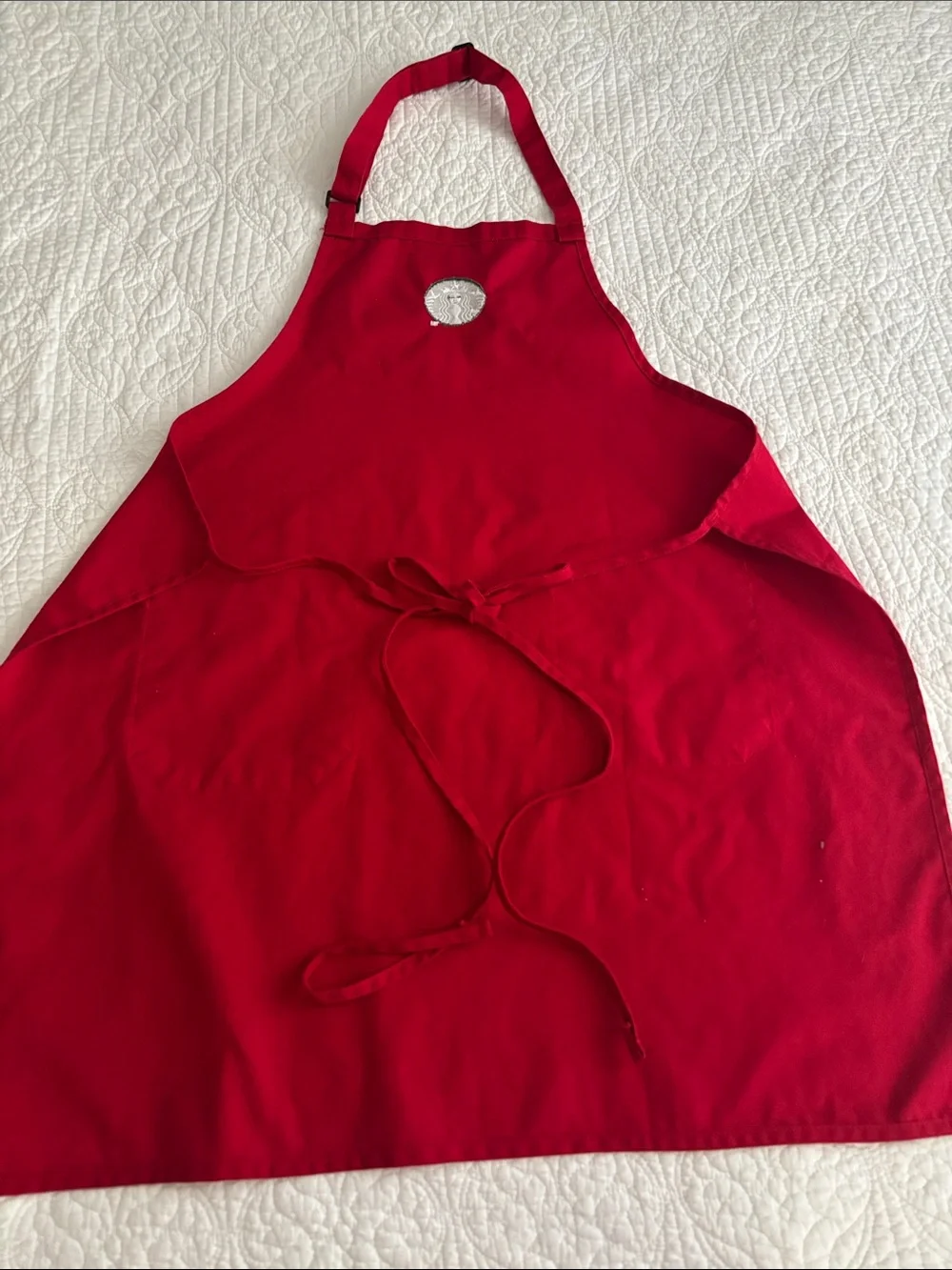 Starbucks Red Double-Pocket Cotton Apron with Logo Holiday